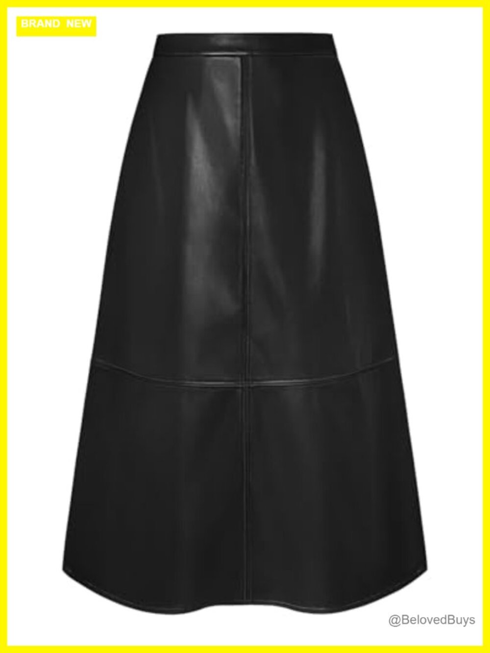 Faux Leather High Waist A-Line Midi Skirt for Women